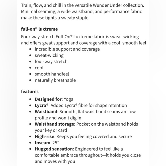 LULULEMON | Wunder Under High-Rise Tight 25' *Full-On Luxtreme, Size 6 - Picture 9 of 9